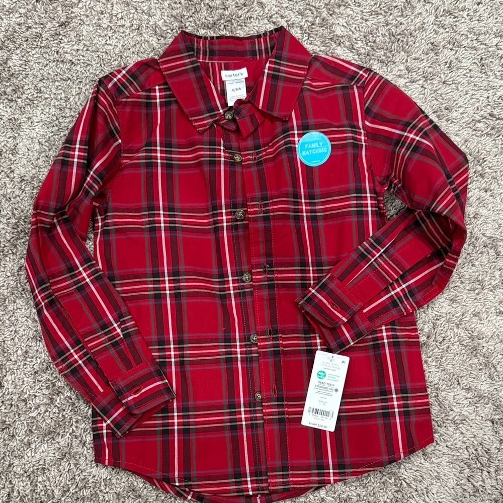 Carters Red Plaid Button Down Shirt